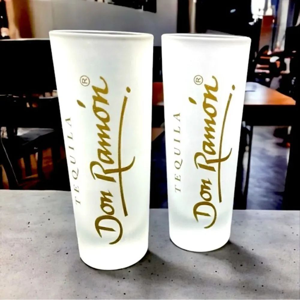 Make it a Double! l Set of 2 l Don Ramon Tequila l Tall - Frosted l Shot Glasses